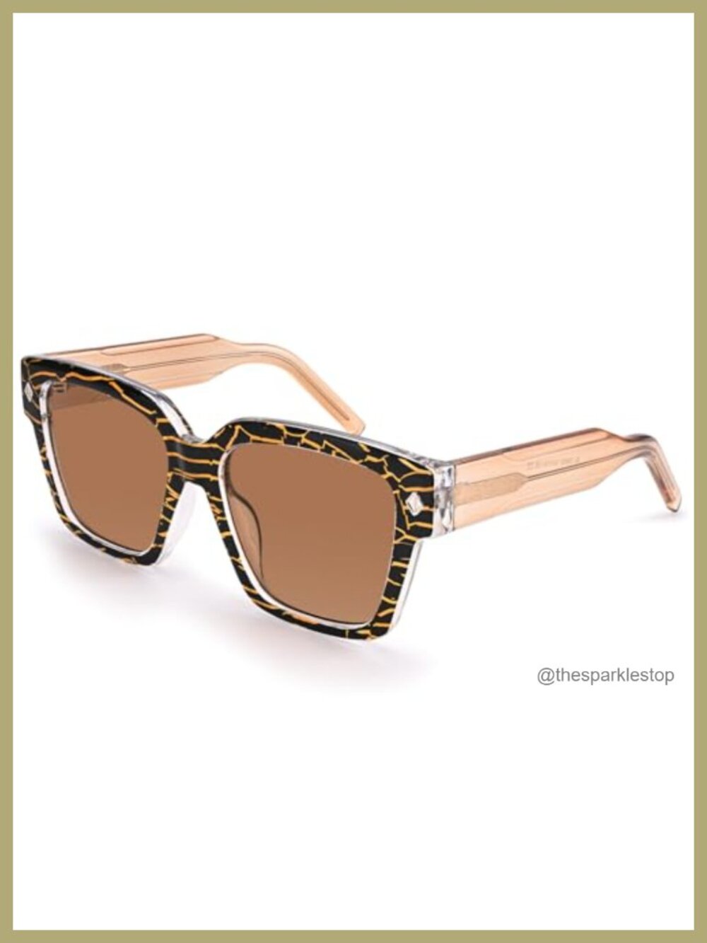 Oversized Square Sunglasses UV400 Protection Women Men Retro TR90 Frame